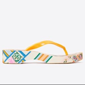 Tory Burch Printed Carved Wedge Flip-flop